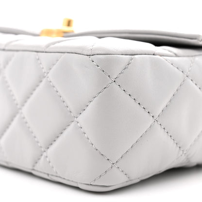 Chanel Shiny Lambskin Quilted Mini Flap Grey 10 of 11