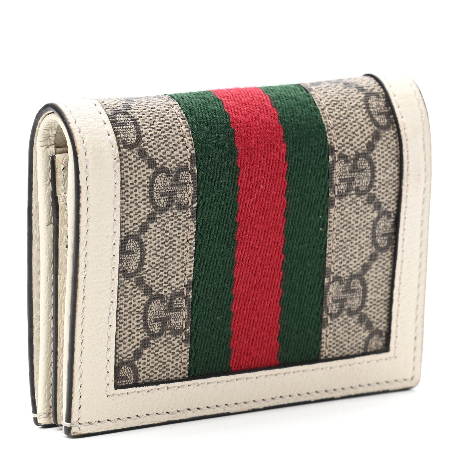 Gucci GG Supreme Monogram Web Queen Margaret Card Case Wallet Beige Mystic White 3 of 7