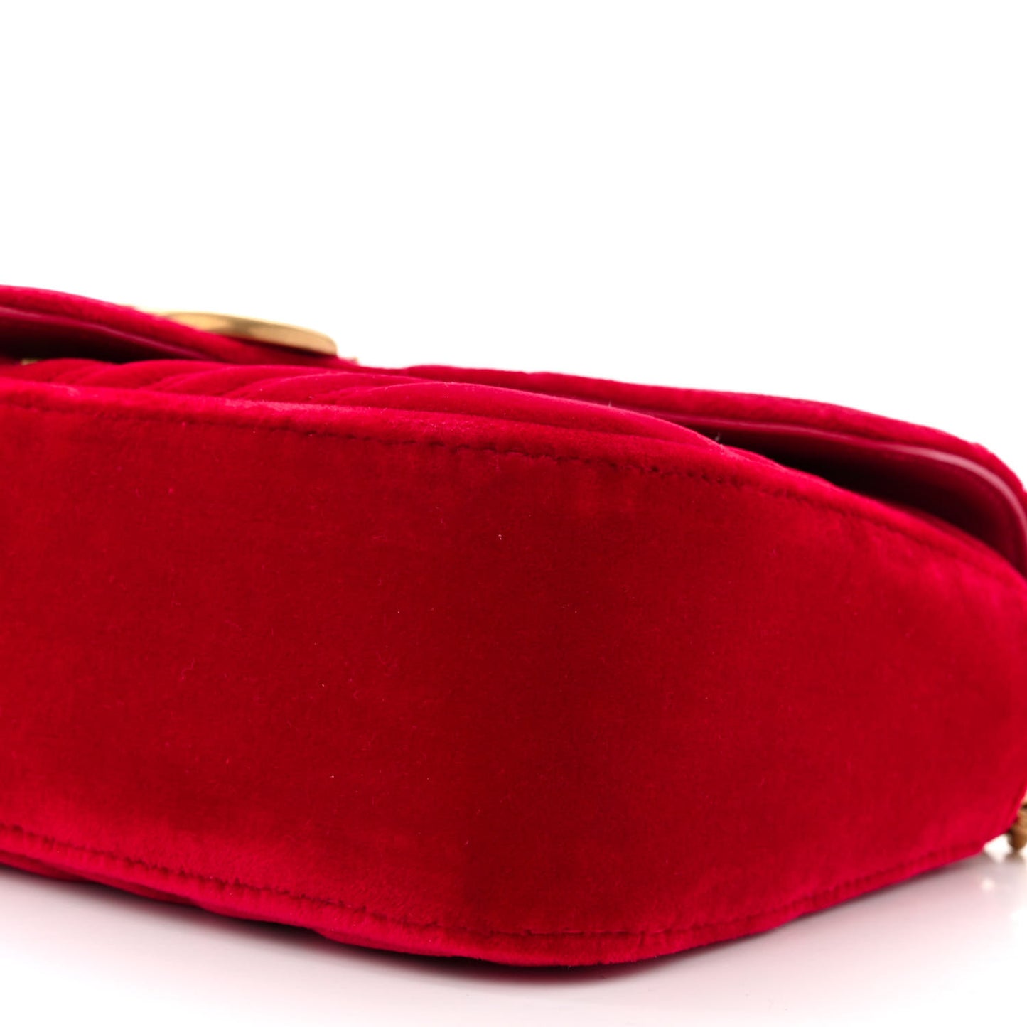 Velvet Matelasse Small GG Marmont Shoulder Bag Hibiscus Red
