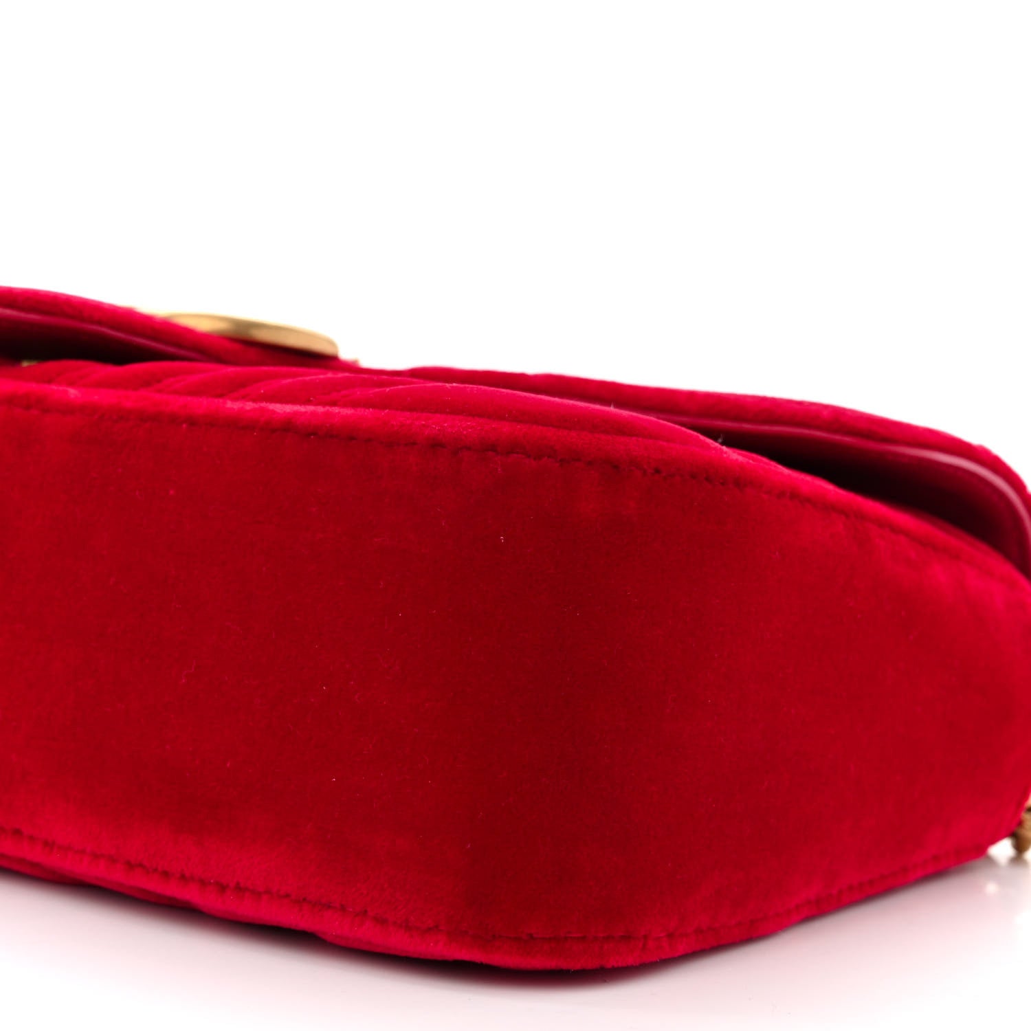 Gucci Velvet Matelasse Small GG Marmont Shoulder Bag Hibiscus Red 10 of 12