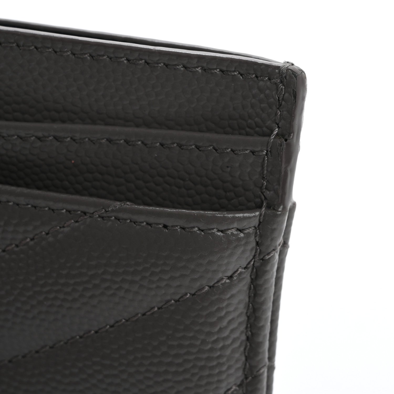 Saint Laurent Grain De Poudre Matelasse Chevron Monogram Credit Card Case Fog 11 of 16