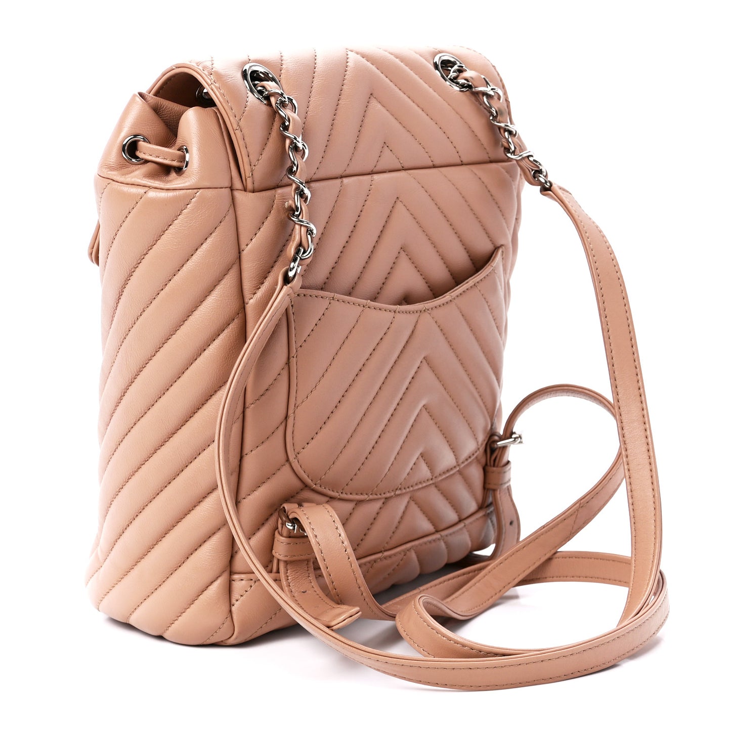 Calfskin Chevron Quilted Small Urban Spirit Backpack Beige