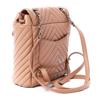 Chanel Calfskin Chevron Quilted Small Urban Spirit Backpack Beige 3 of 12