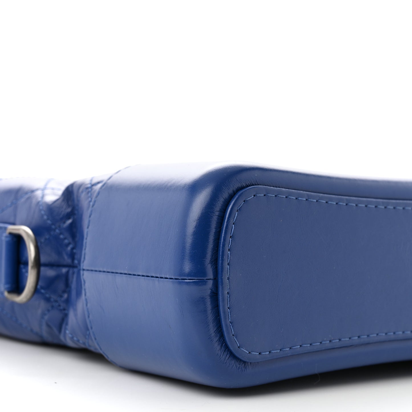 Aged Smooth Calfskin Quilted Medium Gabrielle Logo Hobo Blue