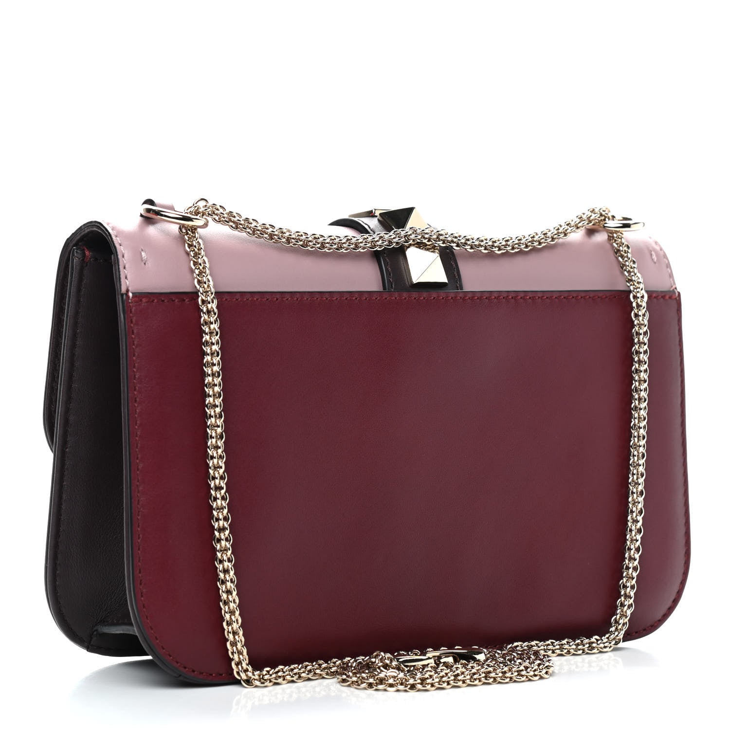 Valentino Garavani Vitello Medium Glam Lock Rockstud Flap Rubin Water Rose Marine 2 of 8