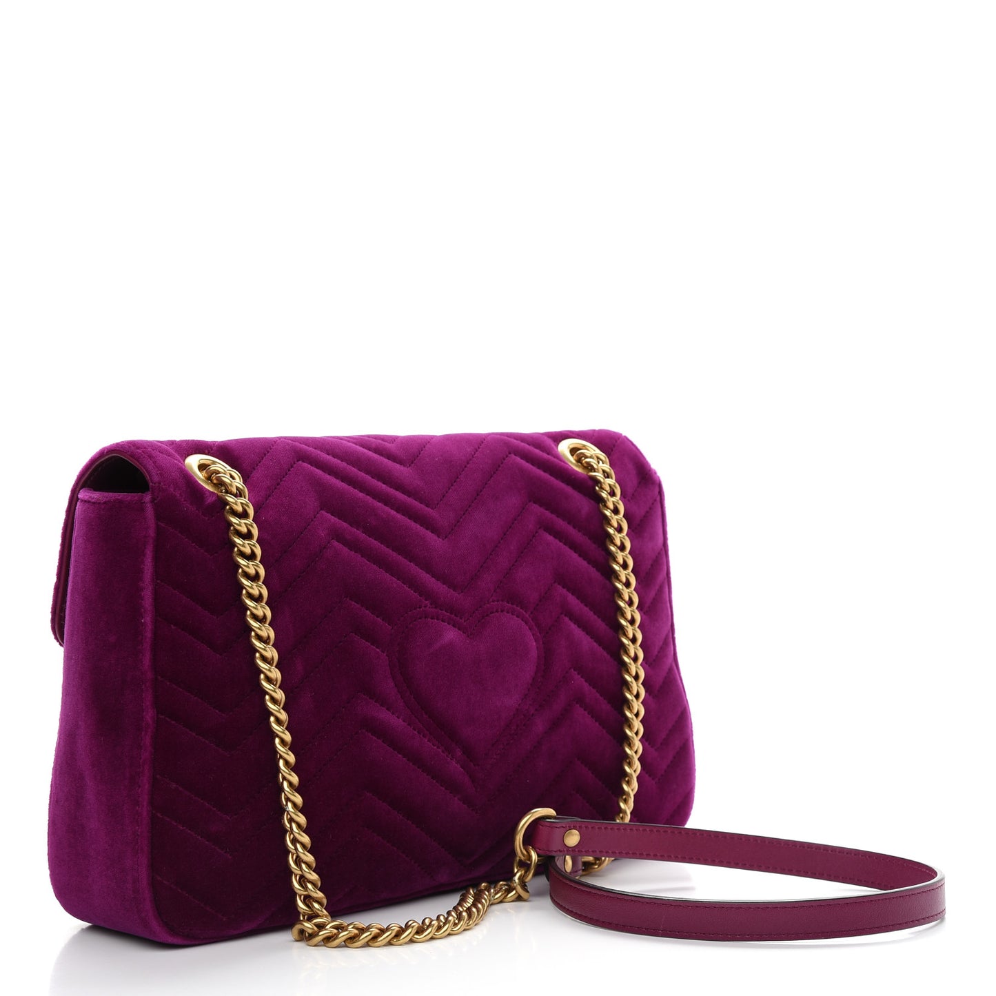Velvet Matelasse Medium GG Marmont Shoulder Bag Fuchsia Violet Cyclamen