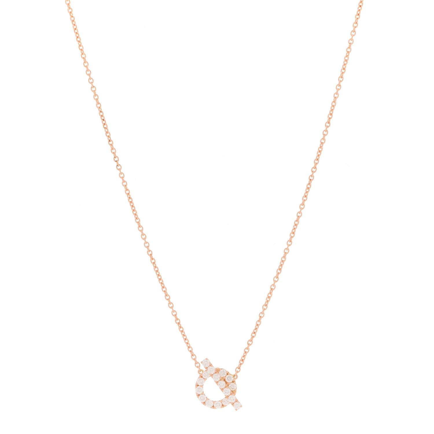 Hermes 18K Rose Gold Diamond Finesse Pendant Necklace 1 of 6