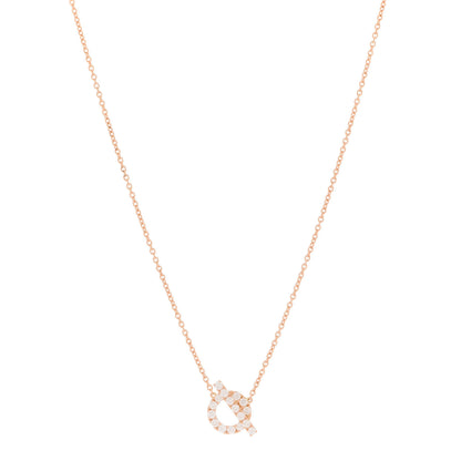 Hermes 18K Rose Gold Diamond Finesse Pendant Necklace 1 of 6