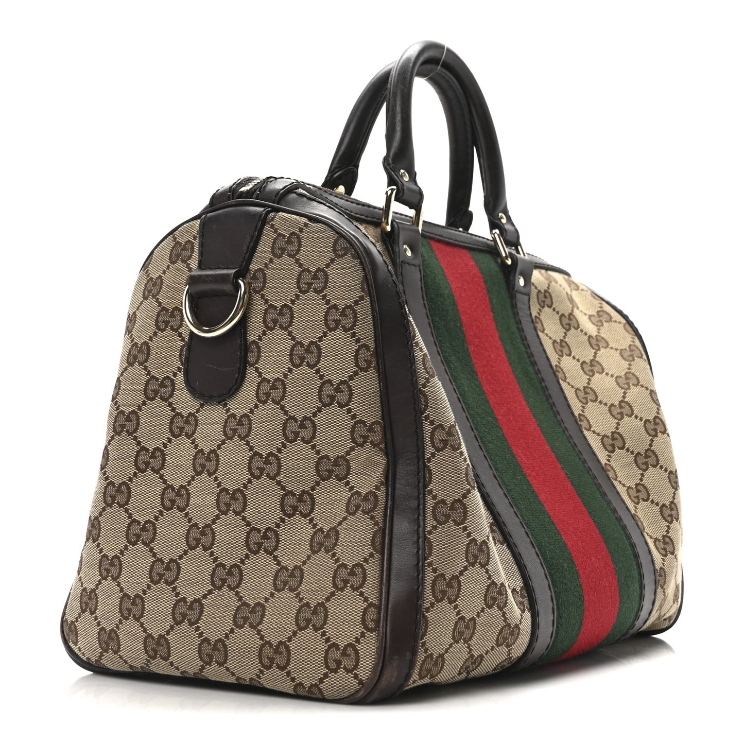 Monogram Selleria Calfskin Vintage Web Medium Boston Beige Ebony Cocoa