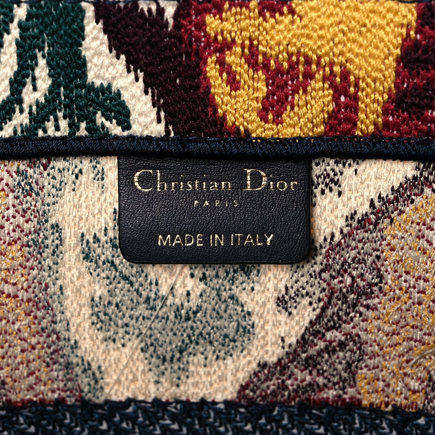 Christian Dior Canvas Embroidered Paisley Medium Book Tote Blue Multicolor 6 of 11
