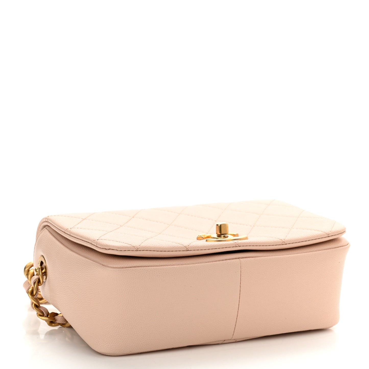 Caviar Quilted Small Fashion Therapy Flap Bag Beige