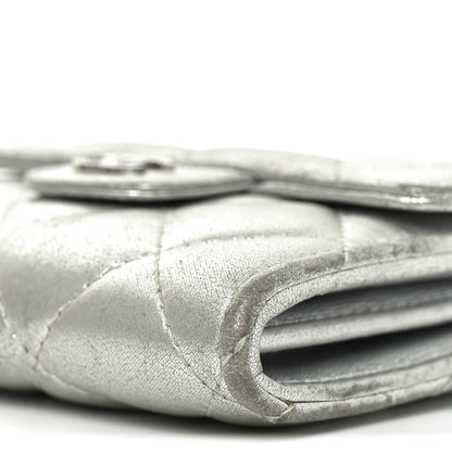 Chanel Metallic Lambskin Quilted Flap Card Holder Wallet Silver 10 of 11