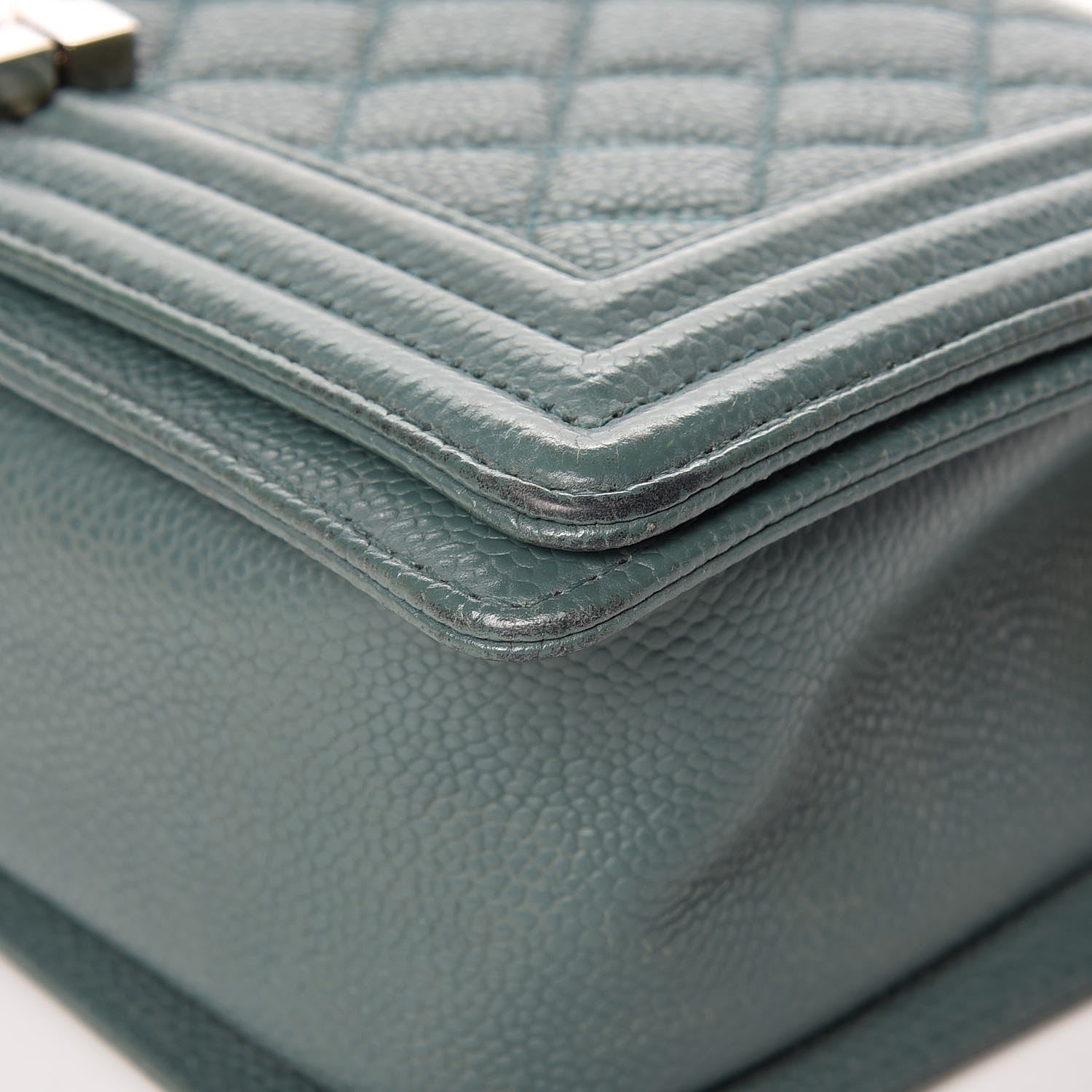 Chanel Caviar Quilted Medium Boy Flap Dark Green 10 of 13