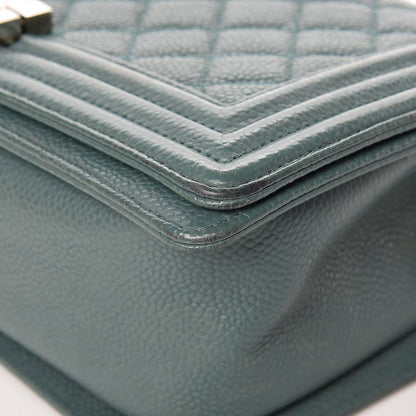 Chanel Caviar Quilted Medium Boy Flap Dark Green 10 of 13