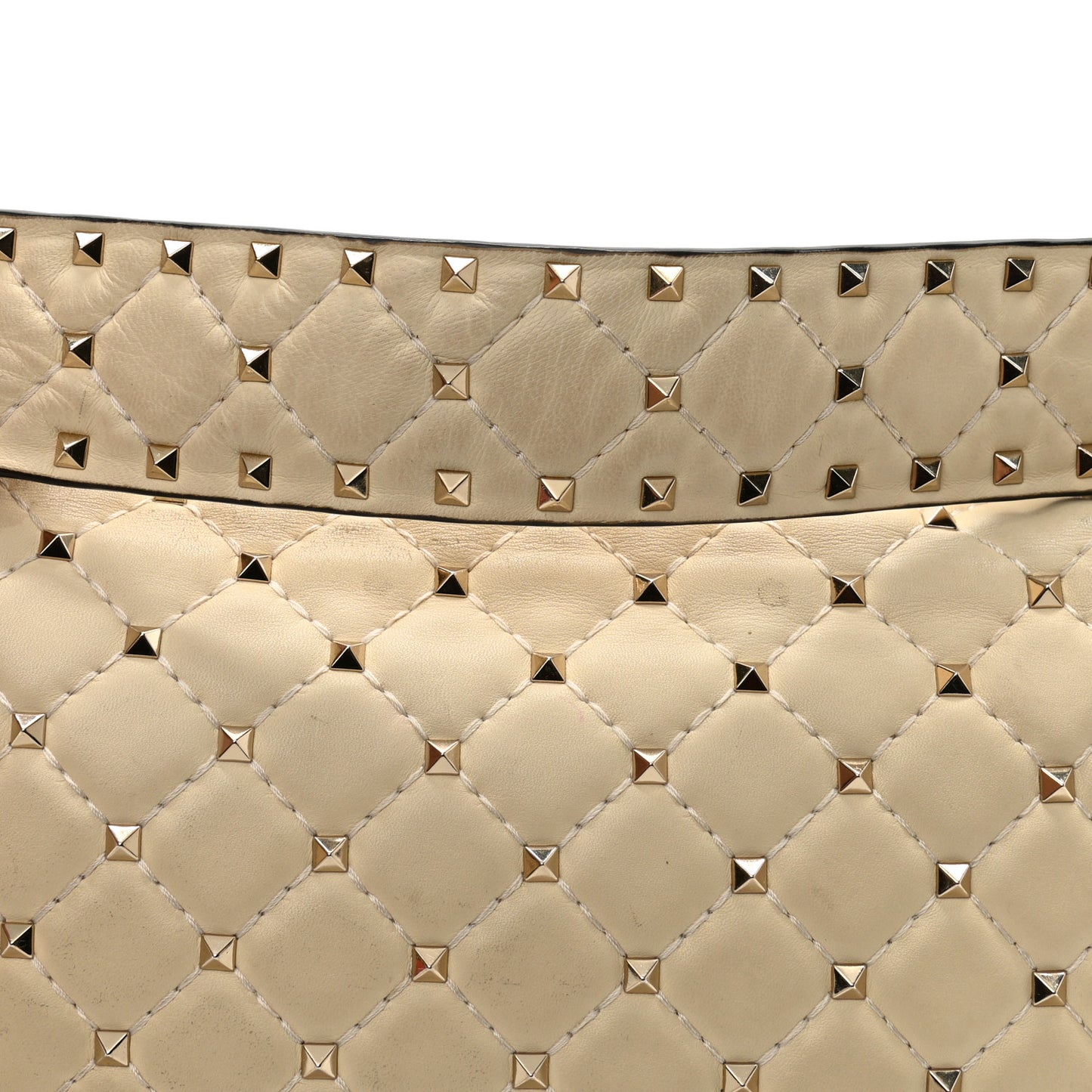 Nappa Medium Rockstud Spike Shoulder Bag Light Ivory