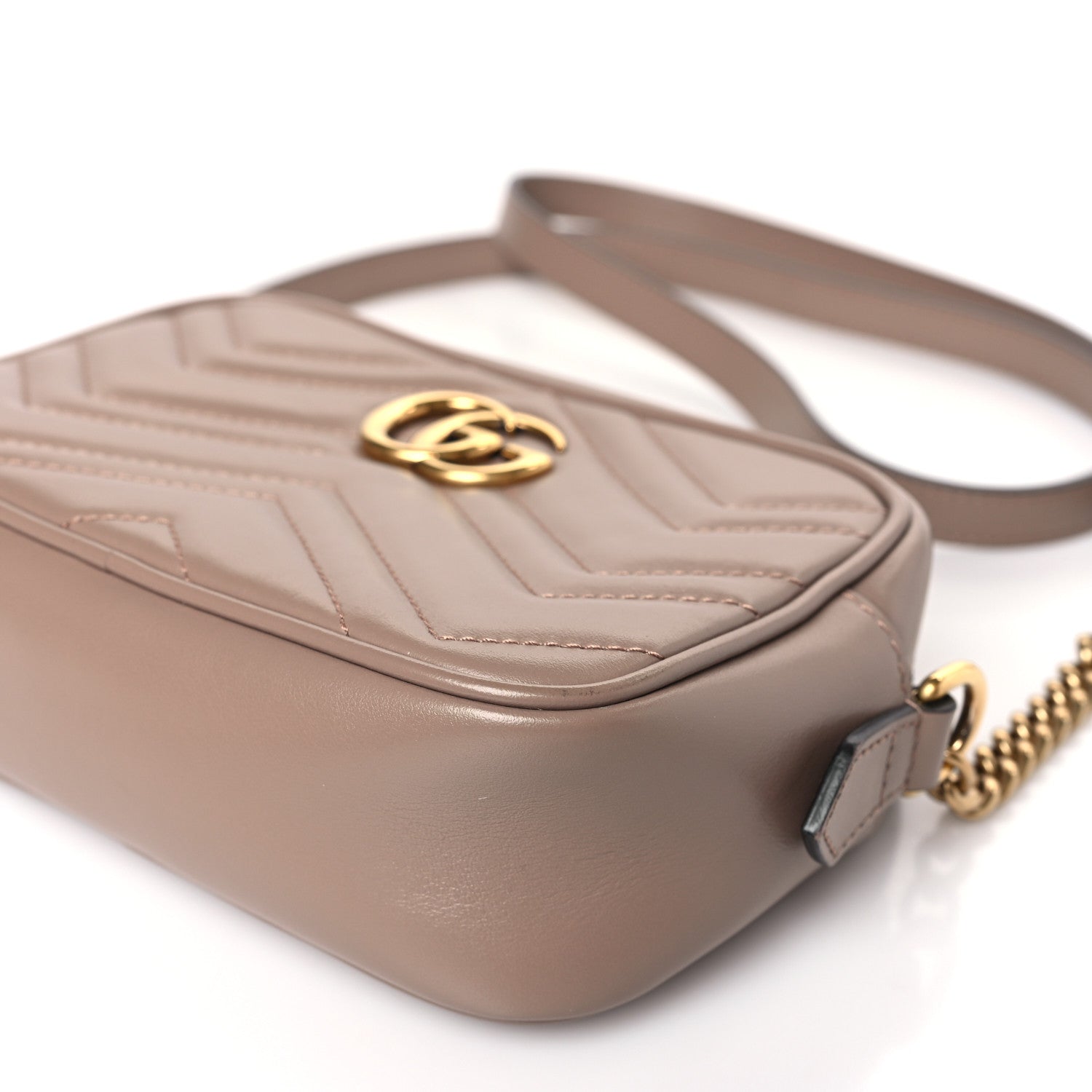 Gucci Calfskin Matelasse Mini GG Marmont Chain Shoulder Bag Porcelain Rose 9 of 10