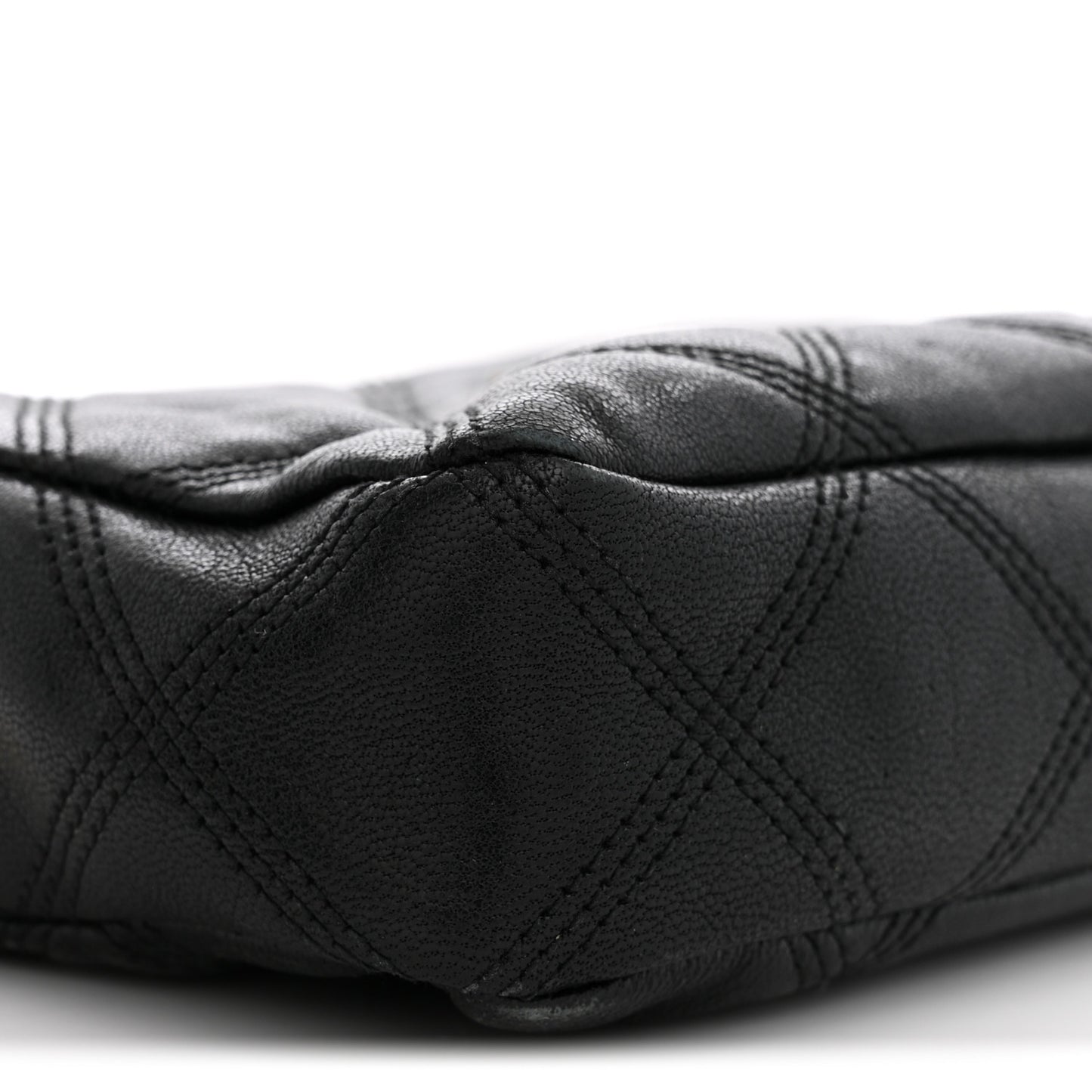 Grained Lambskin Quilted Mini Becky Double Zip Bag Black