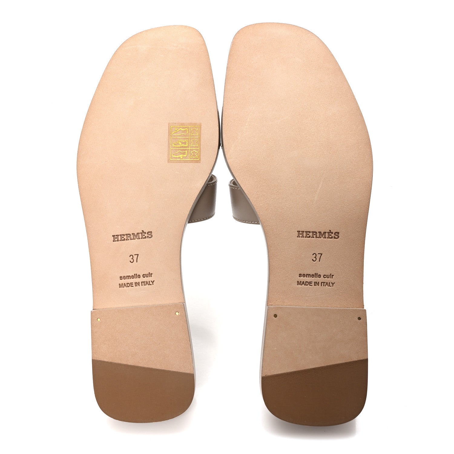 Hermes Box Calfskin Oran Sandals 37 Beige Mastic 6 of 10