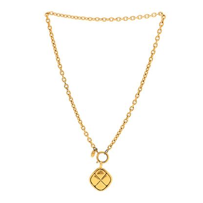 Chanel Quilted Pendant Chain Necklace Gold 2 of 4