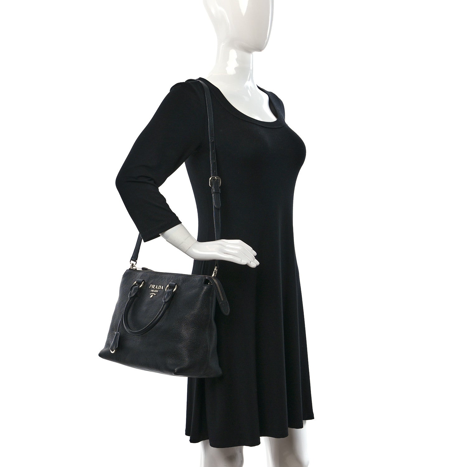 Prada Vitello Phenix Tote Black 2 of 9