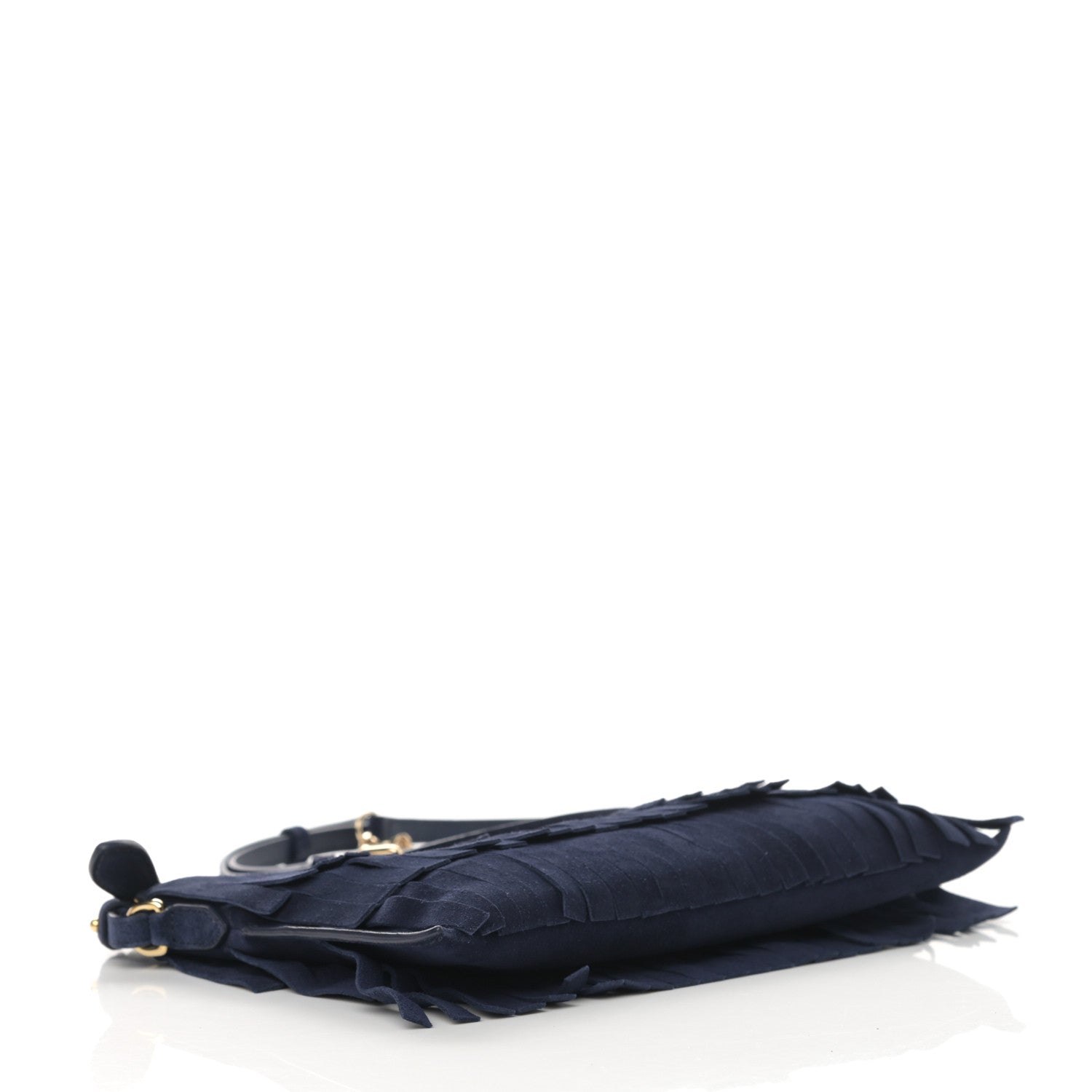 Burberry Suede Fringe Peyton Crossbody Clutch Bag Blue 3 of 11