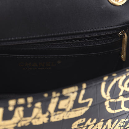 Chanel Calfskin Crocodile Embossed Graffiti 2.55 Mini Cocodile Reissue Flap Black Gold 8 of 10