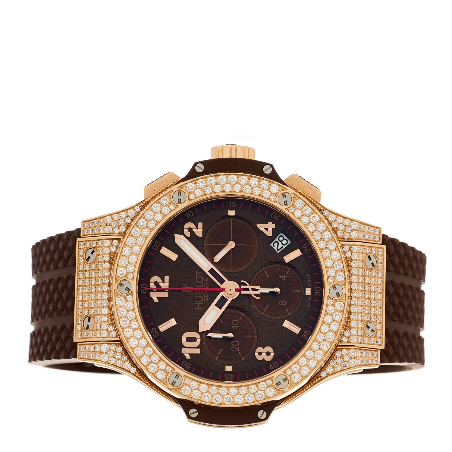 Hublot 18K Rose Gold Rubber Diamond 41mm Big Bang Automatic Watch Brown 341.PC.1007.RX.174 2 of 5
