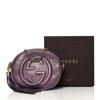 Gucci Metallic Pebbled Calfskin Mini Soho Chain Bag Purple 14 of 14