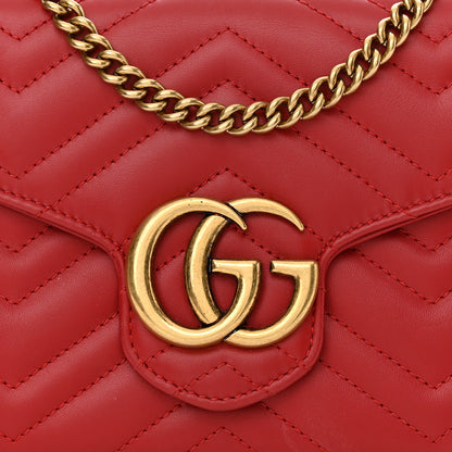 Gucci Calfskin Matelasse GG Marmont Chain Wallet Hibiscus Red 8 of 10