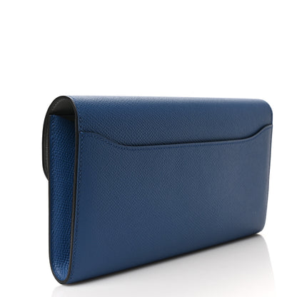 Hermes Epsom Constance Verso Long Wallet Bleu Agate Gris Mouette 3 of 6