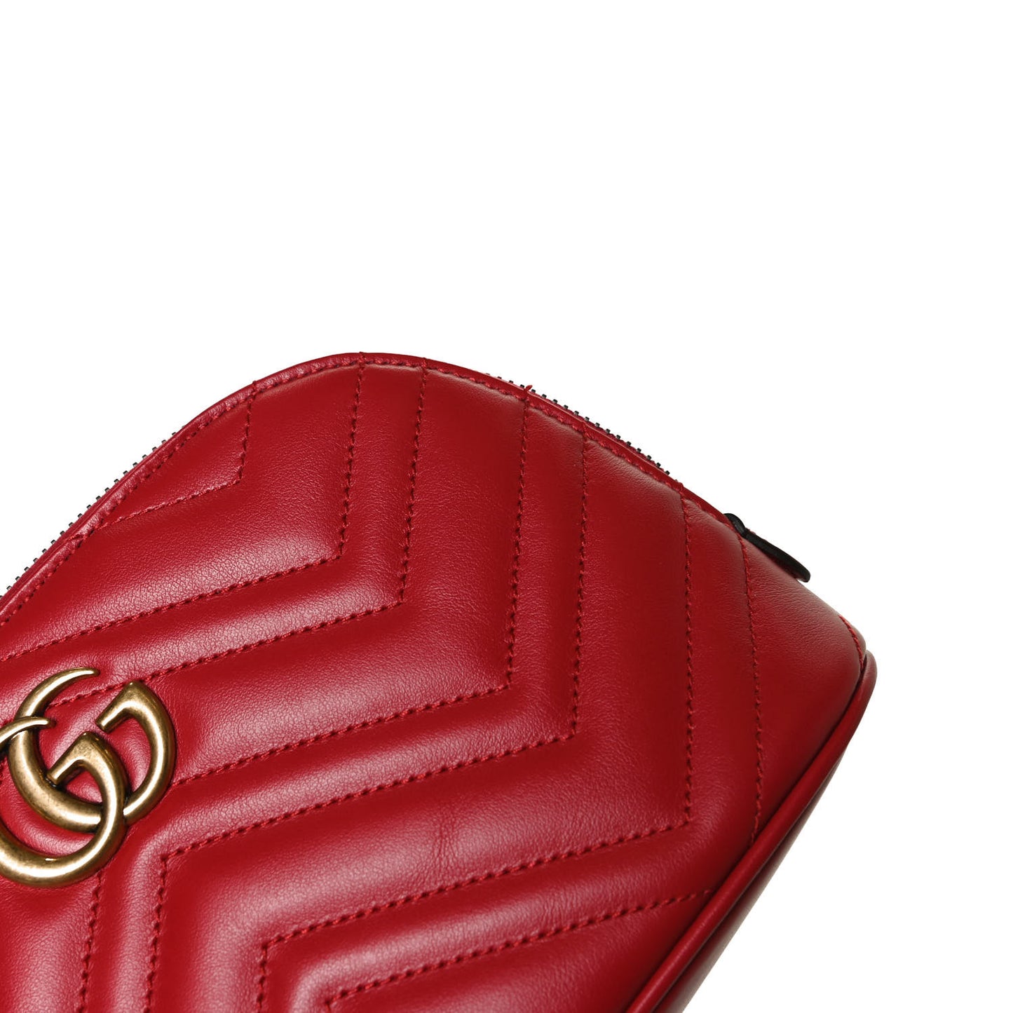 Calfskin Matelasse Large GG Marmont Pouch Cosmetic Case Hibiscus Red