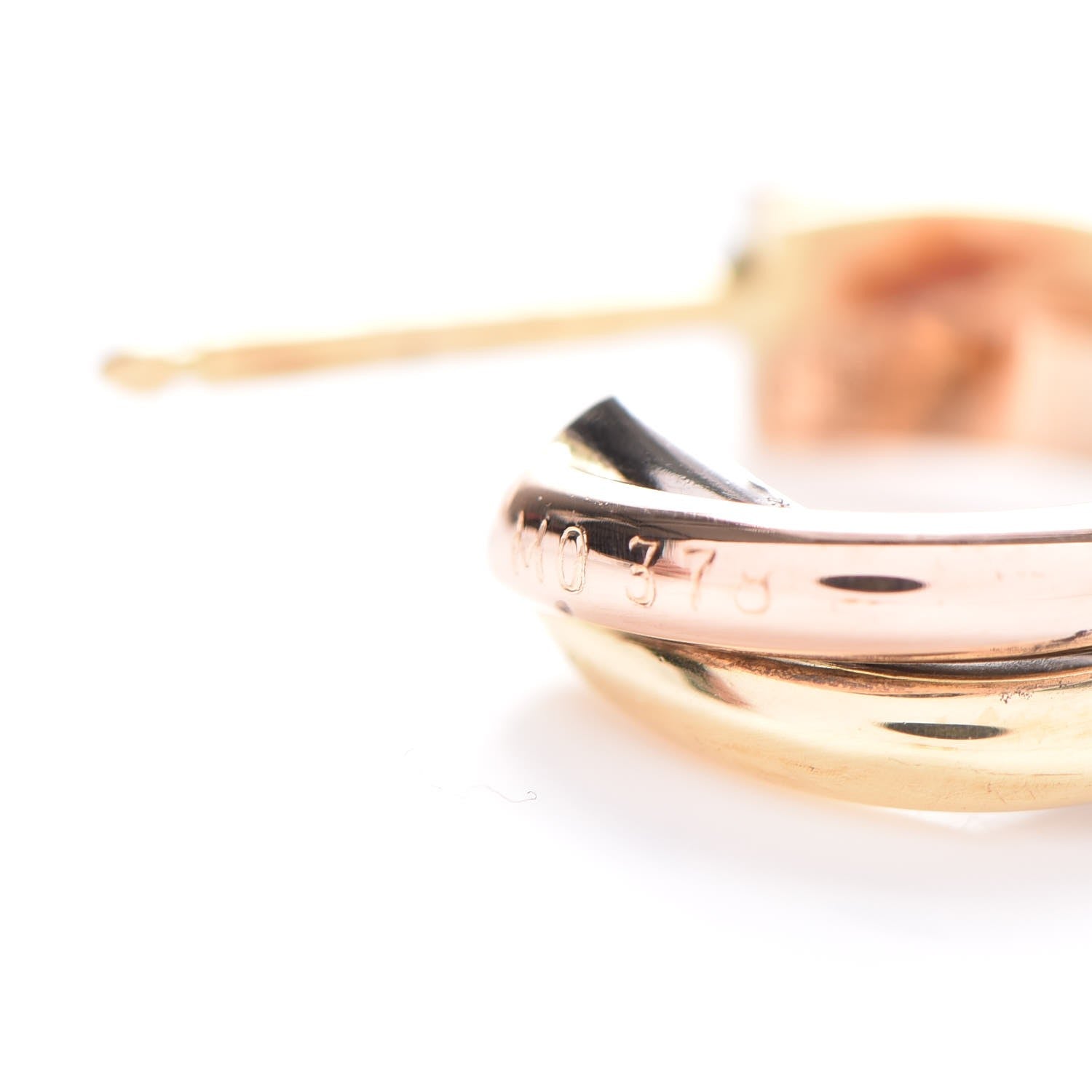 Cartier 18K Pink Yellow White Gold 13mm Trinity Hoop Earrings 3 of 6