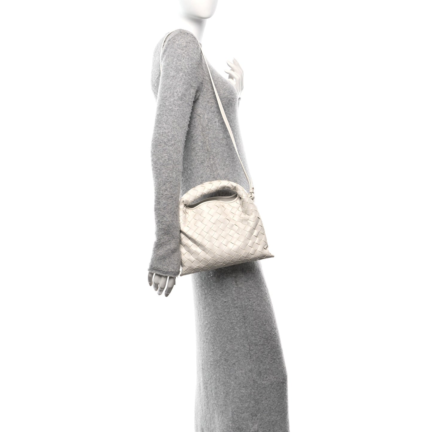 Calfskin Intrecciato Mini Hop White