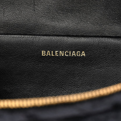 Balenciaga Crushed Velvet Logo Embossed XXS Souvenir Belt Bag Black 6 of 11