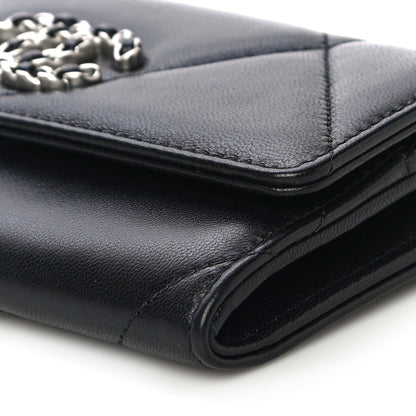 Chanel Lambskin Quilted Chanel 19 Flap Wallet Black 11 of 14