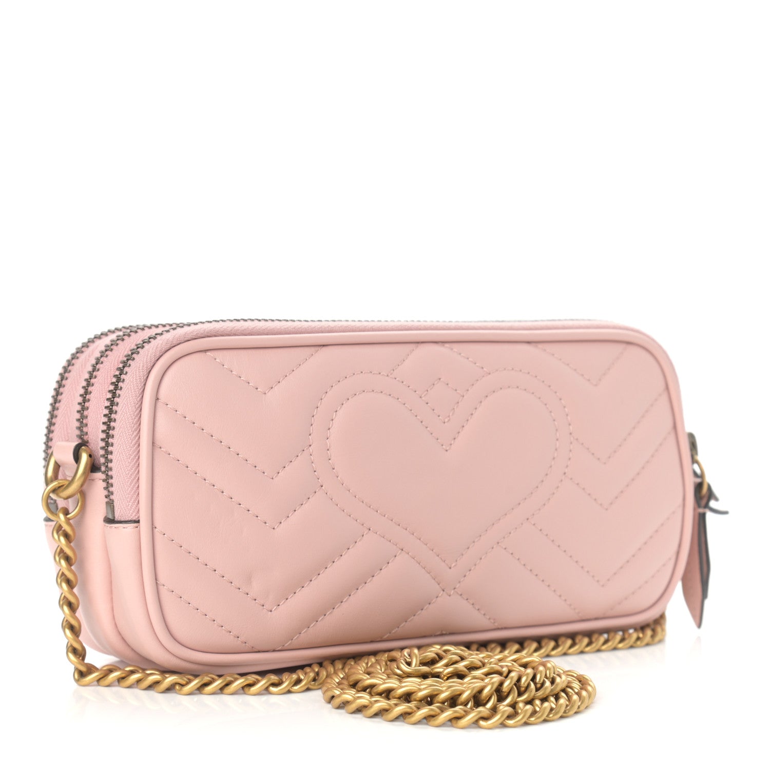 Gucci Calfskin Matelasse Mini GG Marmont Chain Crossbody Bag Perfect Pink 3 of 13