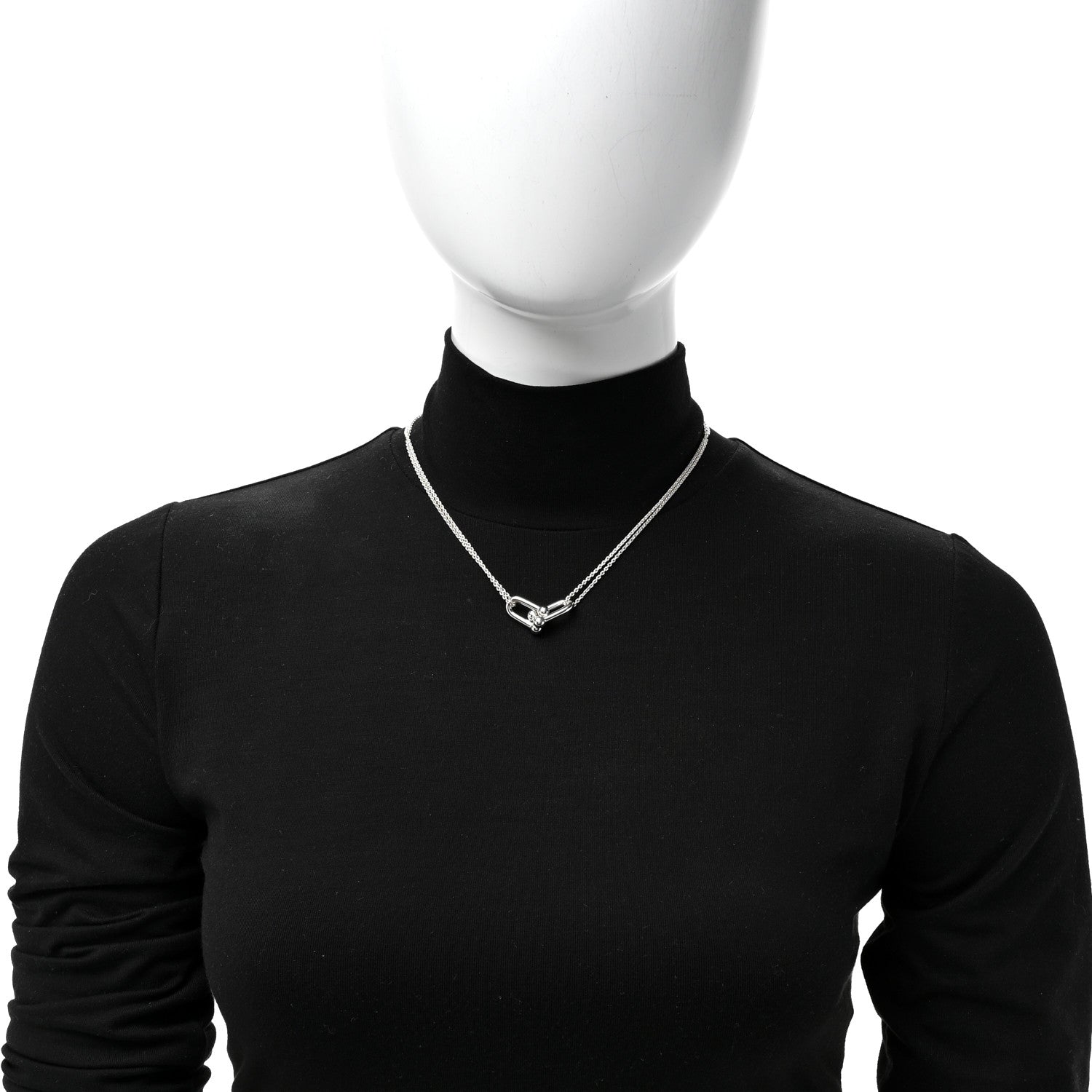 Tiffany Sterling Silver Double HardWear Link Pendant Necklace 2 of 6