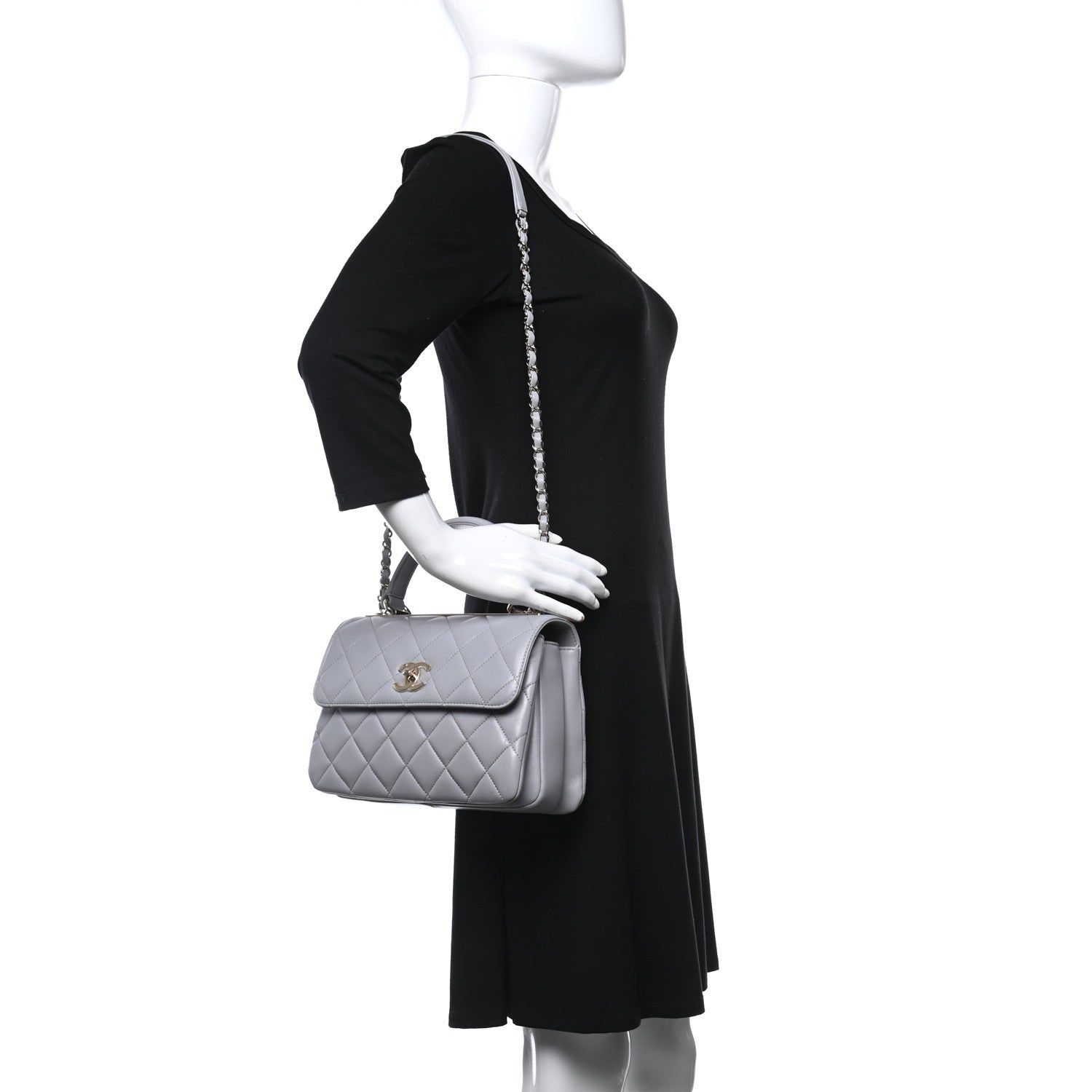 Chanel Lambskin Quilted Small Trendy CC Flap Dual Handle Bag Grey 2 of 11