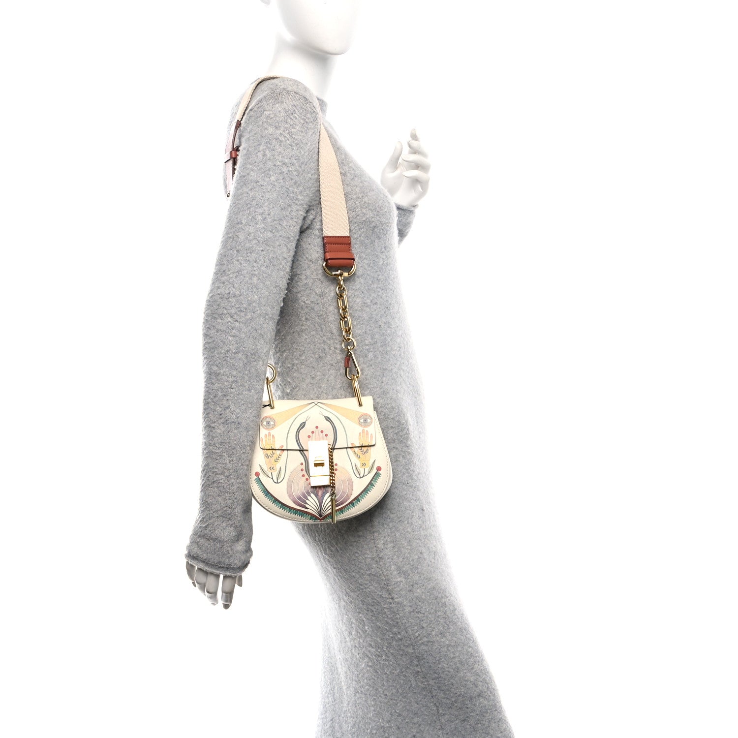 Chloe Calfskin Printed Mini Drew Bi-Color Shoulder Bag Light Multicolor 2 of 9