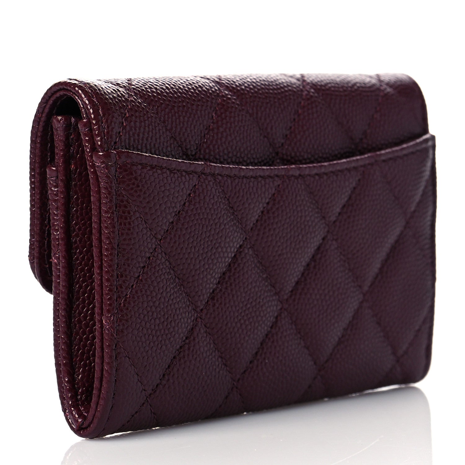 Chanel Caviar Quilted Flap Card Holder Wallet Burgundy 3 of 12