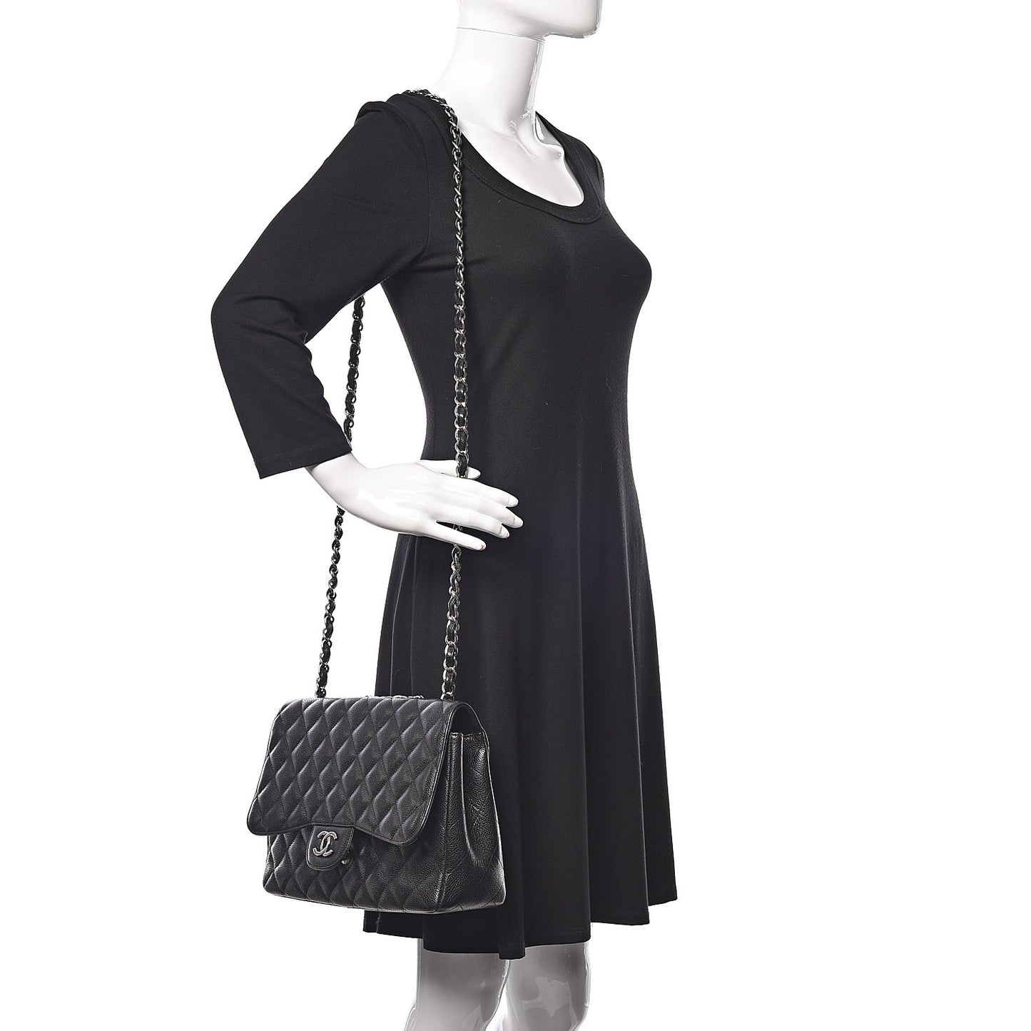 Caviar Quilted Jumbo Single Flap Black