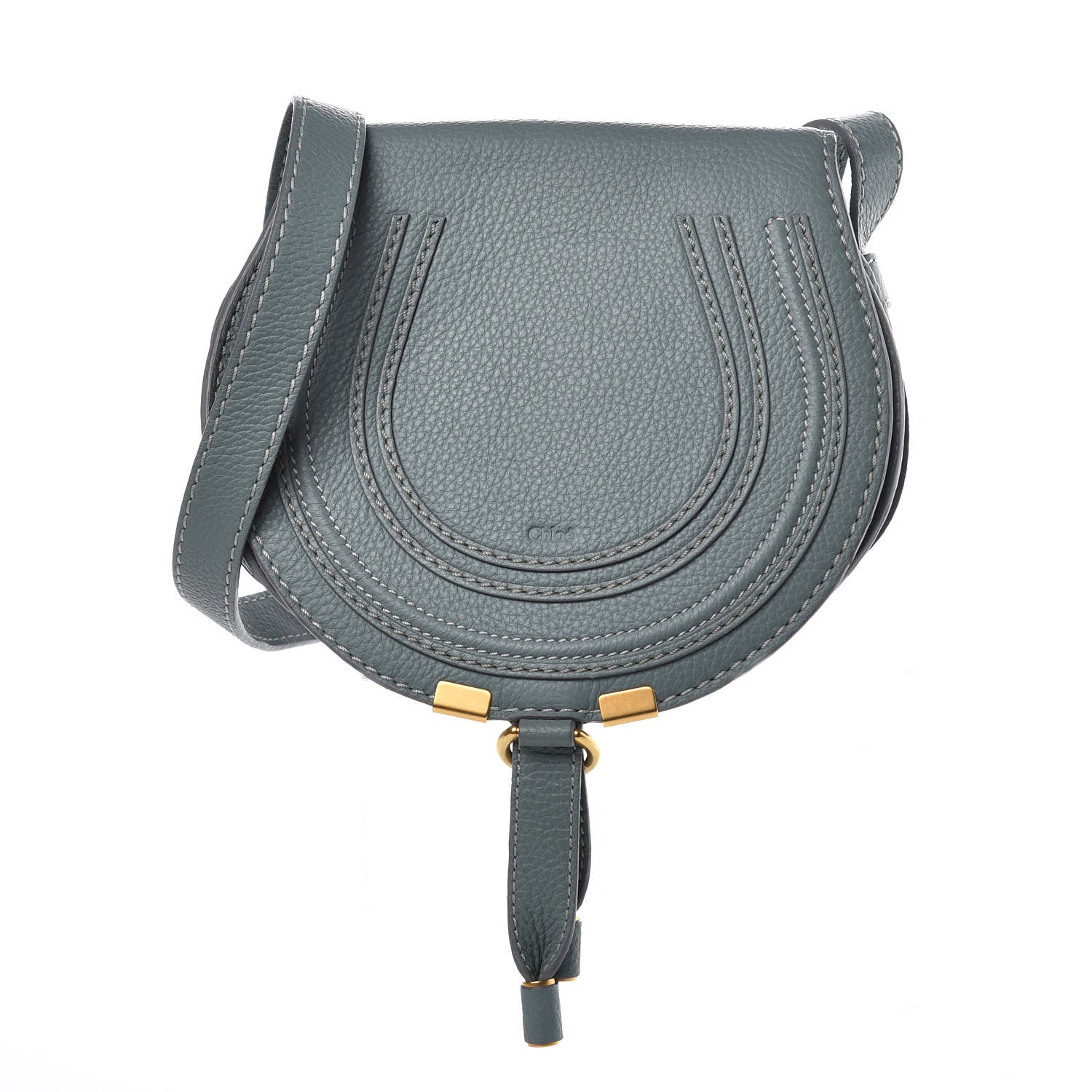 Chloe Calfskin Mini Marcie Round Crossbody Bag Rainy Blue 1 of 7