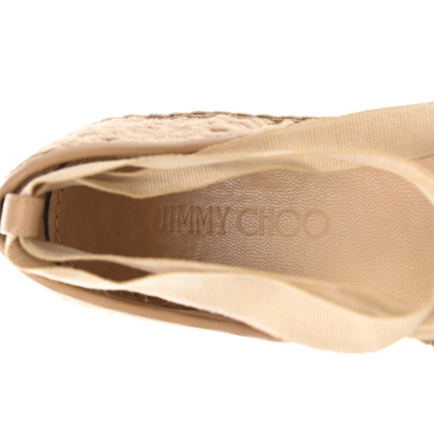 Embroidered Lace Dolphin Espadrille Flats 37.5 Nude