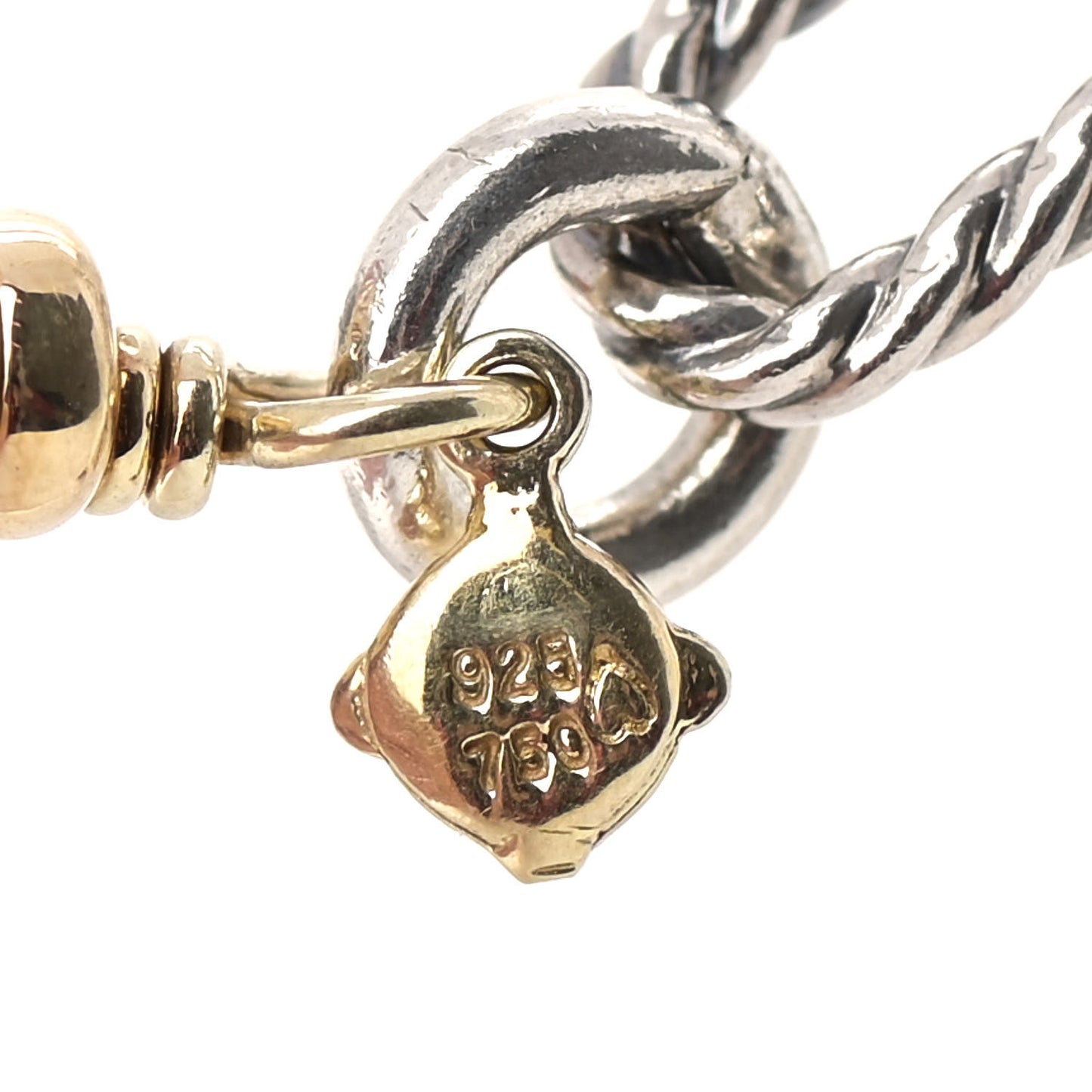 Sterling Silver 18K Yellow Gold Carnelian Figaro Bijoux Lariat Necklace