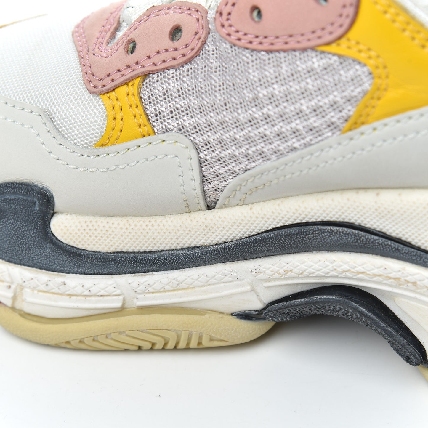 Mesh Nubuck Womens Triple S Sneakers 36 White Gris Jaune Rose