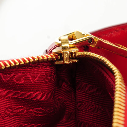 Prada Saffiano Vernice Mini Galleria Double Zip Tote Rosso 7 of 15
