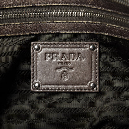 Prada Cervo Antik Bowler Front Pocket Tote Fumo 8 of 13