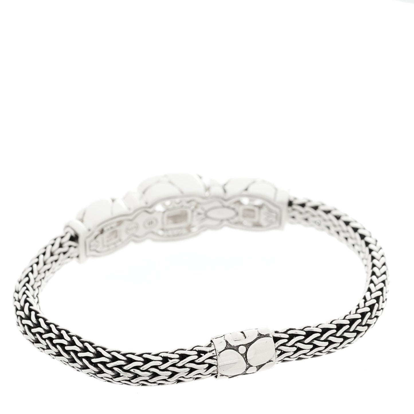 Sterling Silver White Topaz Quartz Three Station Kali Classic Chain Bracelet