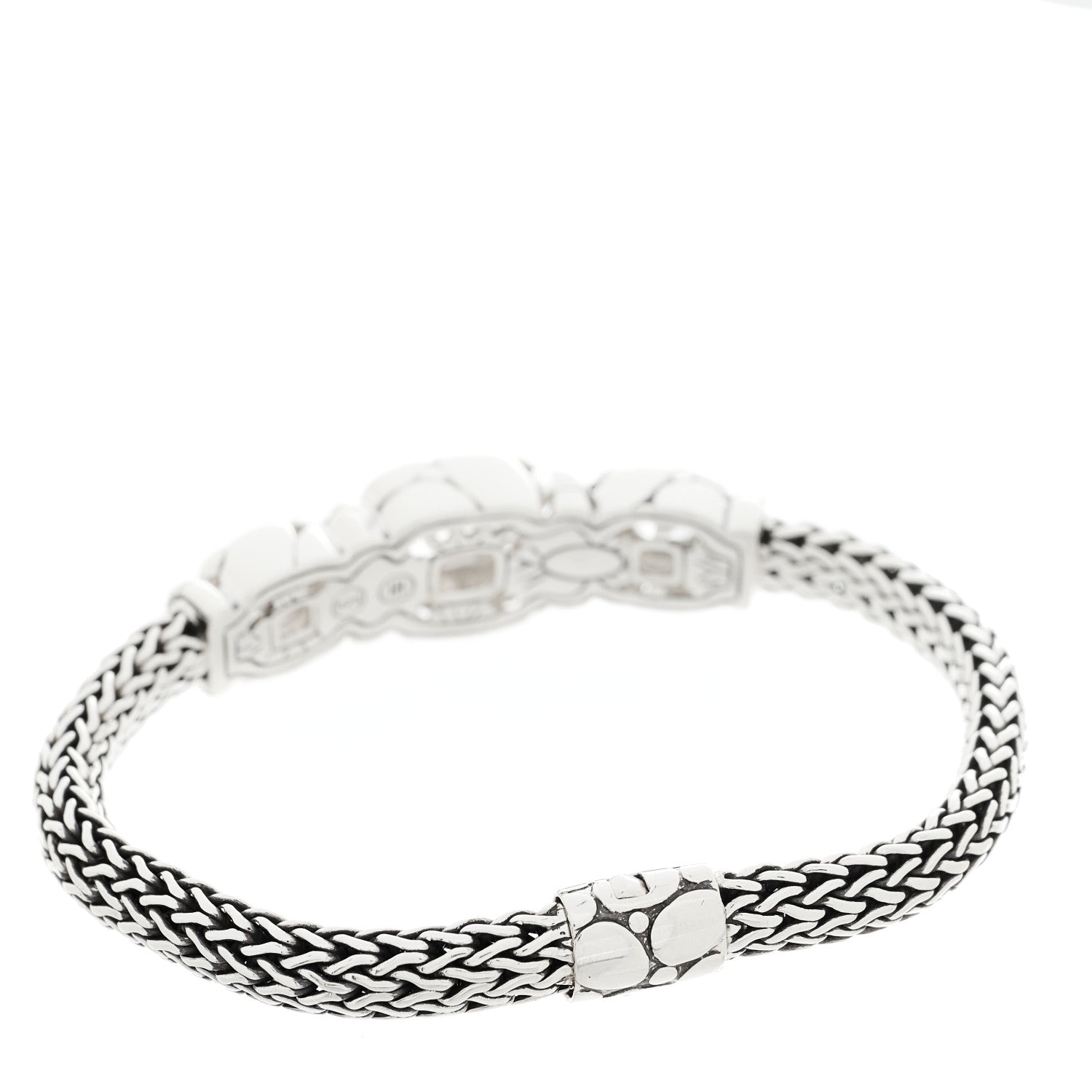 John Hardy Sterling Silver White Topaz Quartz Three Station Kali Classic Chain Bracelet 2 of 4