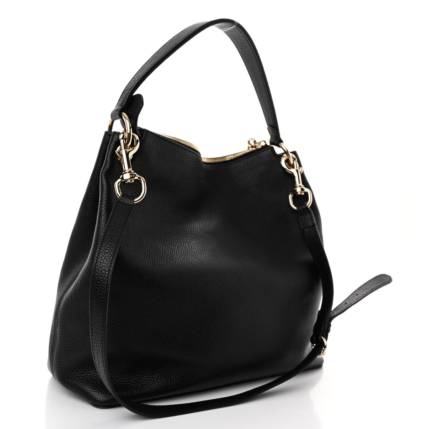 Pebbled Calfskin Large Soho Hobo Black